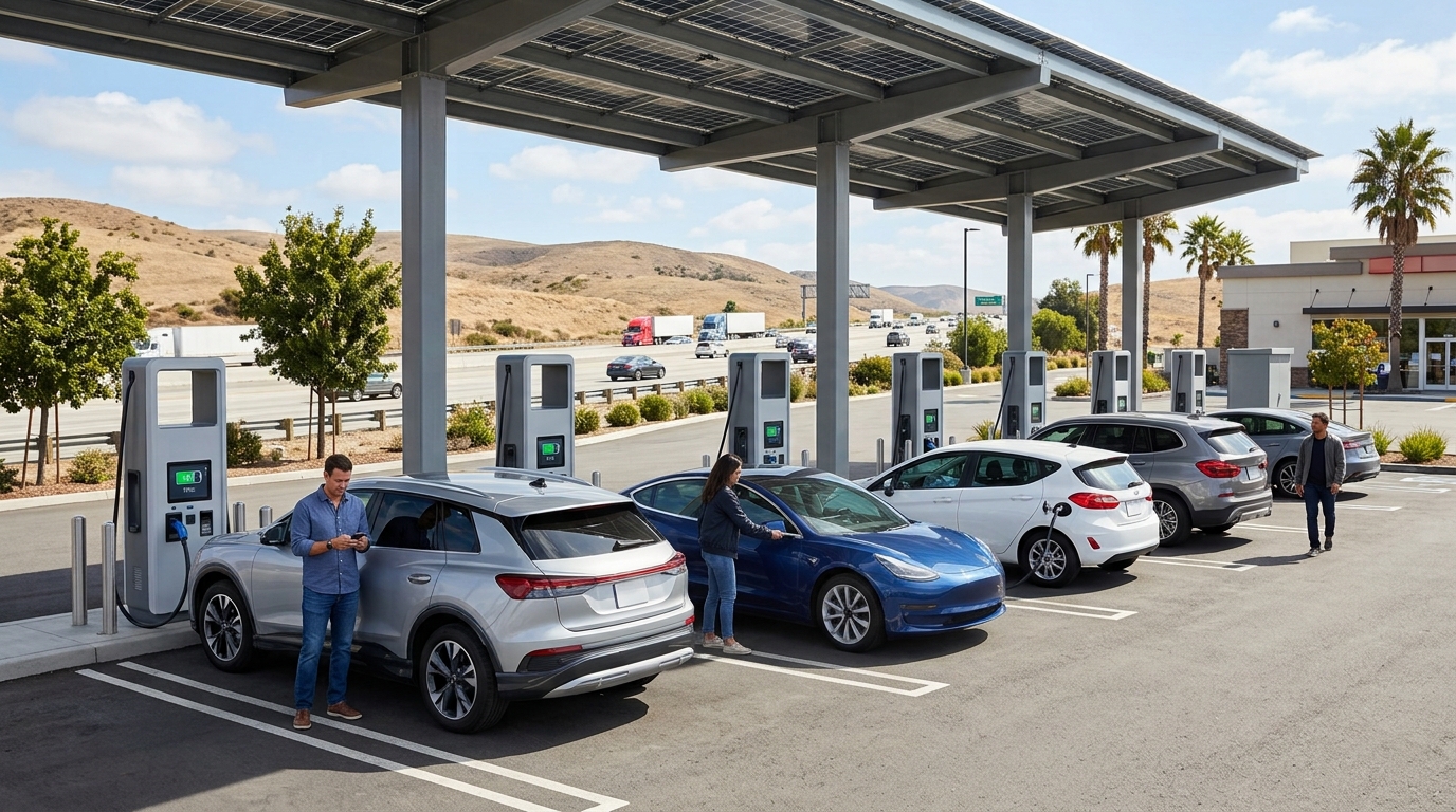 Reliable public EV fast charging station in California
