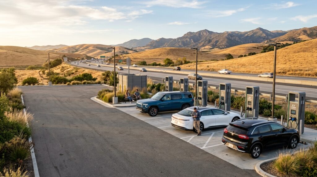 Reliable public EV fast charging station in California